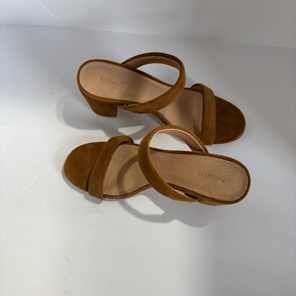 Soludos Ines Tan Open-Toe Double
Strap Suede Block Heel Sandals Size - Picture 3 of 5